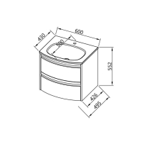 Set mobilier baie suspendat Kolpasan, Joy 60 cm, cu lavoar Cast Marble, dark oak